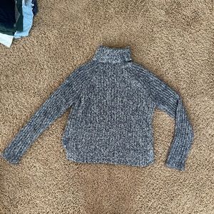 A & F Navy Blue and White Cropped Sweater